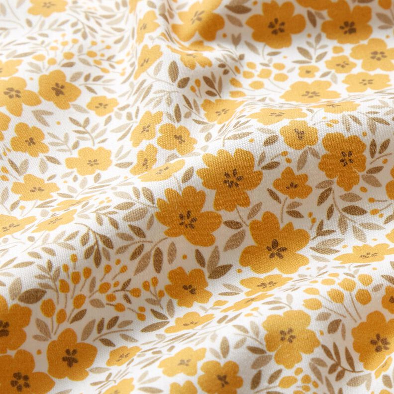 Decor Fabric Sateen sea of blooms – mustard/white,  image number 2