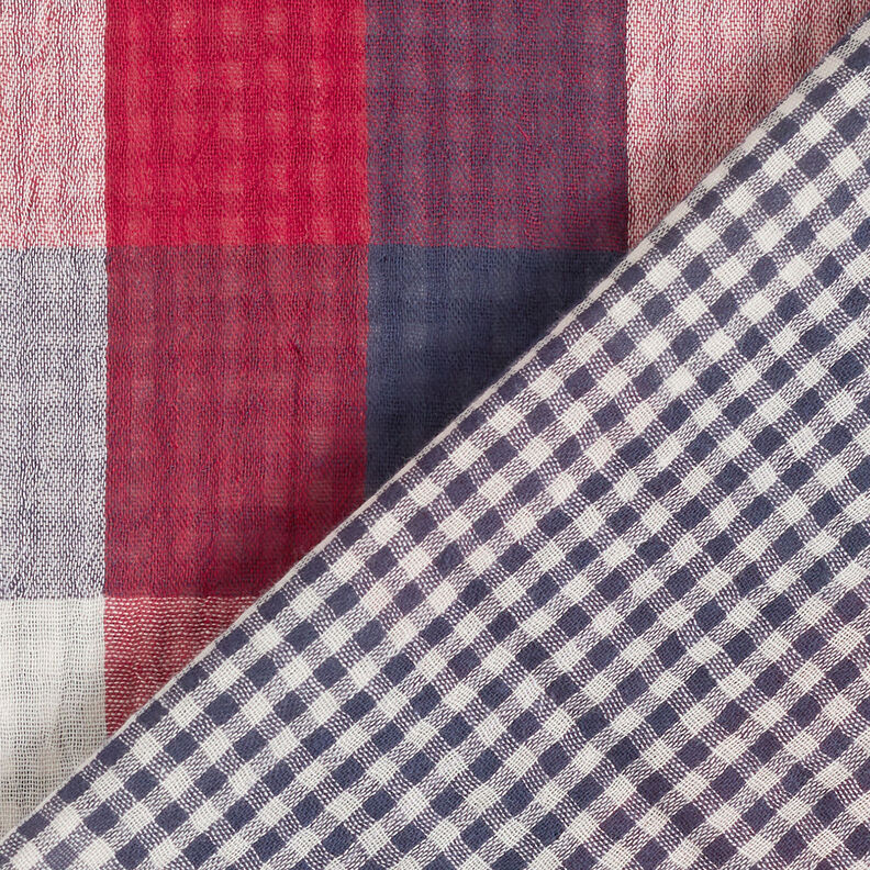 Double Gauze/Muslin Large and small checks | by Poppy navy blue/dark red,  image number 6