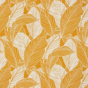 Decor Fabric Canvas large leaves – curry yellow, 