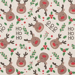 Decor Fabric Half Panama Cute Reindeer – beige/dark brown, 