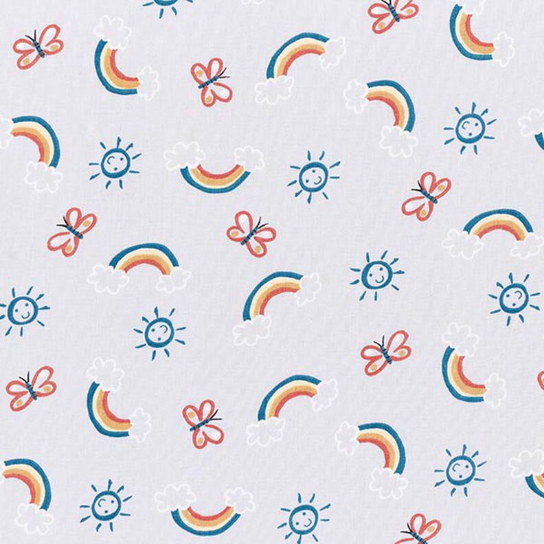 Cotton Cretonne rainbow sun – light grey,  image number 1