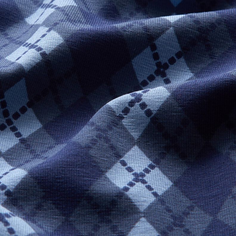 Cotton Jersey Argyle pattern – navy blue/light wash denim blue,  image number 2