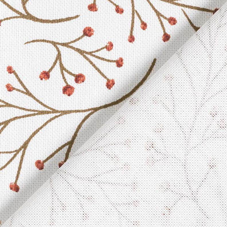 Decorative fabric half Panama branches with berries – offwhite,  image number 4