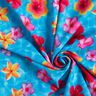 Swimsuit Fabric Hawaiian Flowers – blue/intense pink,  thumbnail number 4