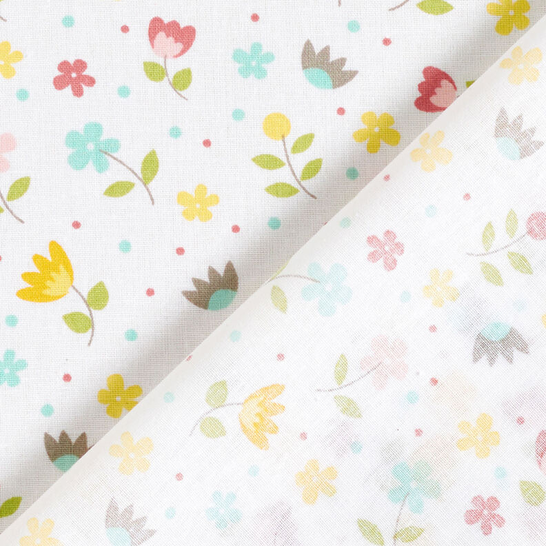 Cotton Poplin Flower meadow and dots – white,  image number 4