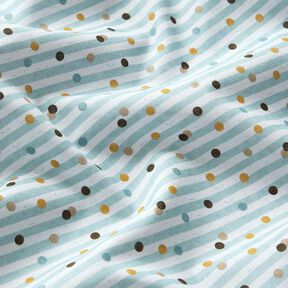 Cotton Poplin Stripes and dots Digital Print – ivory/sky blue, 