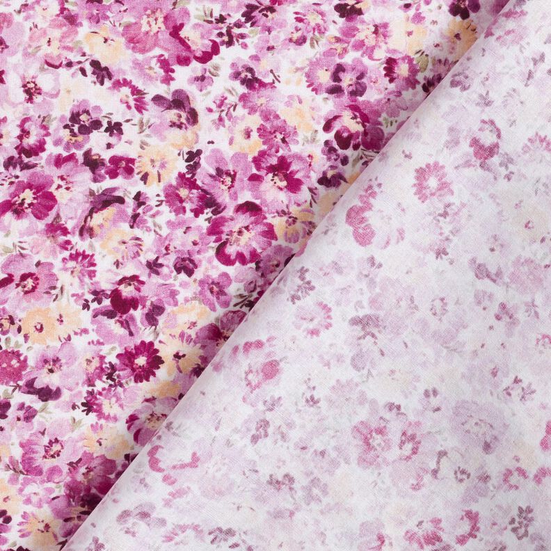 viscose fabric flower meadow – grape/white,  image number 4