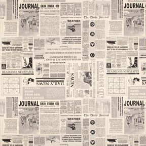 Decor Fabric Half Panama vintage newspaper – natural/black, 