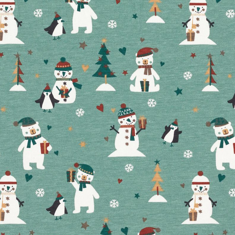 Cotton Jersey penguin, polar bear and snowman – reed,  image number 1