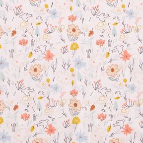 Cotton Flower meadow with birds – rosé, 