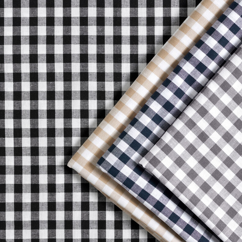 Cotton Vichy check 1 cm – pearl grey/white,  image number 5