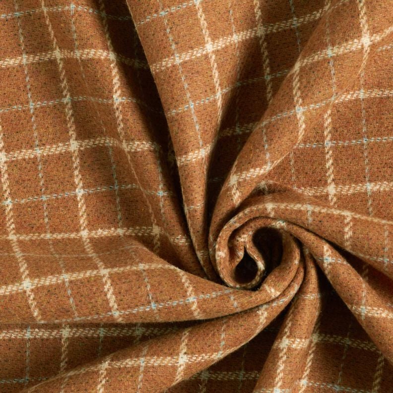 Coat Fabric Doubleface Windowpane check/plain – caramel/light beige,  image number 3