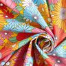 Cotton Cretonne large retro flowers – turquoise/sunglow,  thumbnail number 3