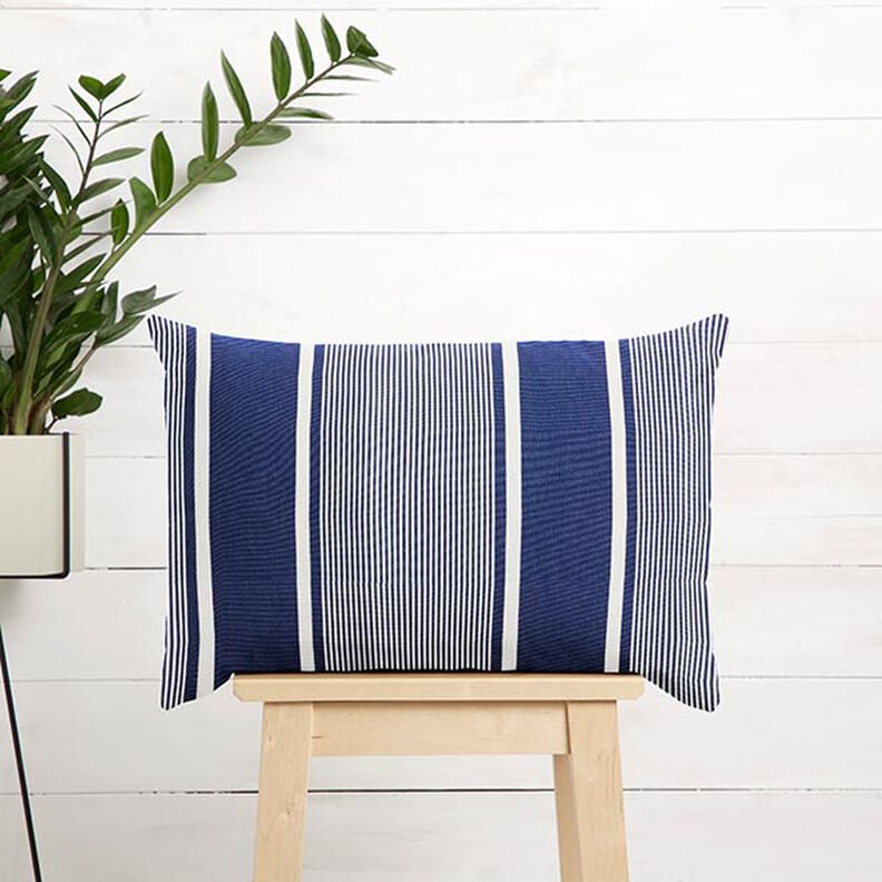 Outdoor Fabric Canvas Stripes – navy blue/white,  image number 9