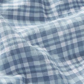 Checked crinkle look cotton fabric – light blue, 