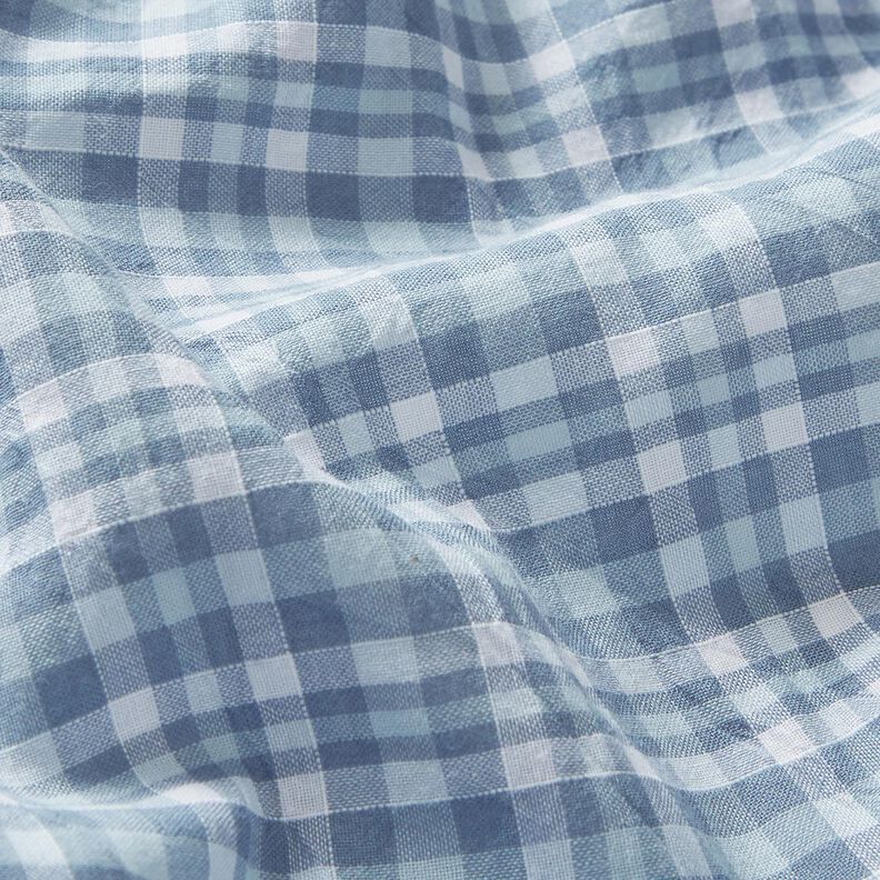 Checked crinkle look cotton fabric – light blue,  image number 2