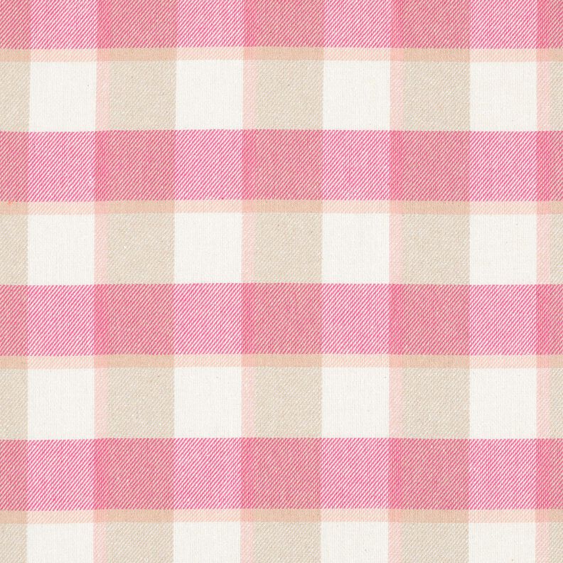 Cotton flannel large check – white/pink,  image number 1