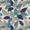 Decor Fabric Half Panama large leaves – blue/natural,  thumbnail number 1