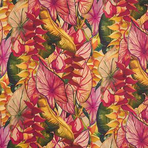 Outdoor Fabric Canvas Exotic Leaves – carmine/lilac, 