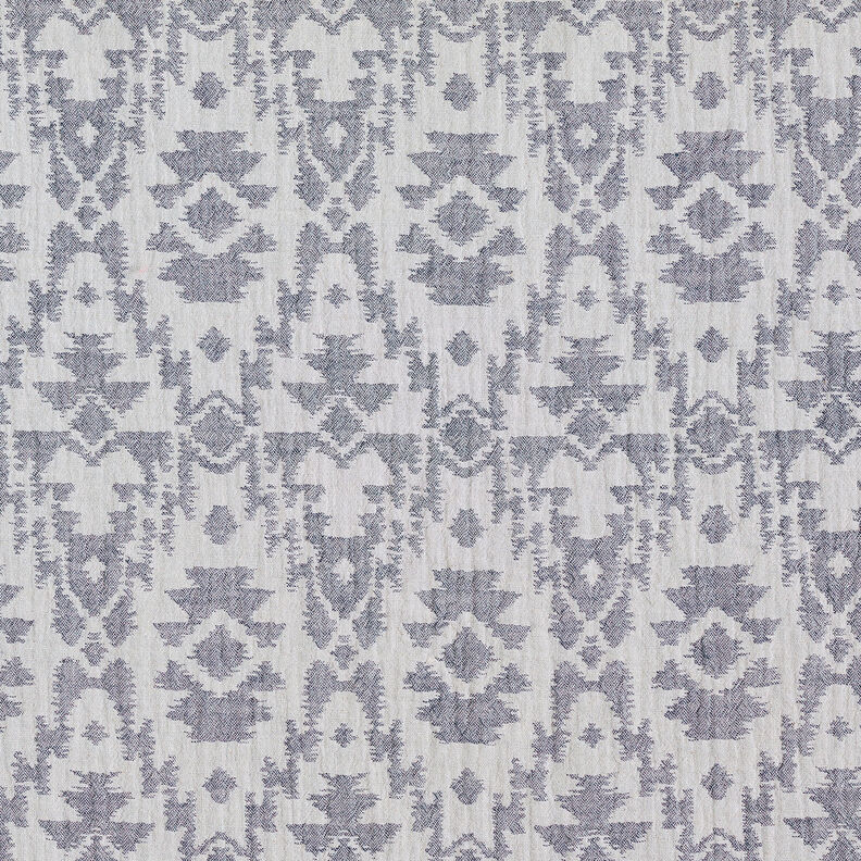 Double Gauze/Muslin Jacquard Aztec pattern | by Poppy midnight blue/misty grey,  image number 1