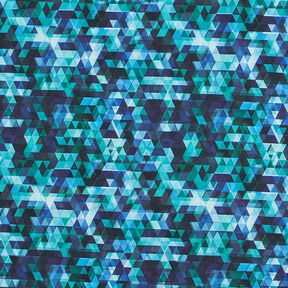 Softshell colourful triangles Digital Print – midnight blue/turquoise, 