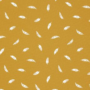 Cotton Jersey Feathers – mustard, 