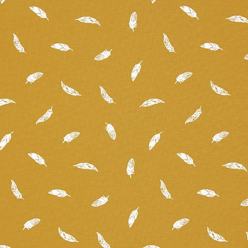 Cotton Jersey Feathers – mustard,  image number 1