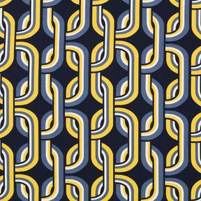 Viscose fabric chain pattern – navy blue, 