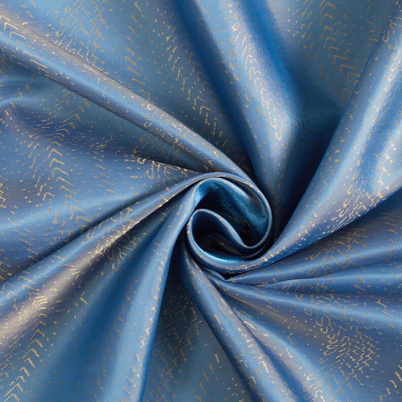 Lining Fabric Jacquard Scaly Pattern – blue/gold,  image number 3