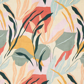 Decor Fabric Half Panama Abstract Plants – natural/pale mint, 