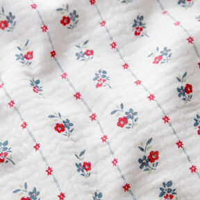 Double Gauze/Muslin Traditional flowers | by Poppy white/raspberry, 