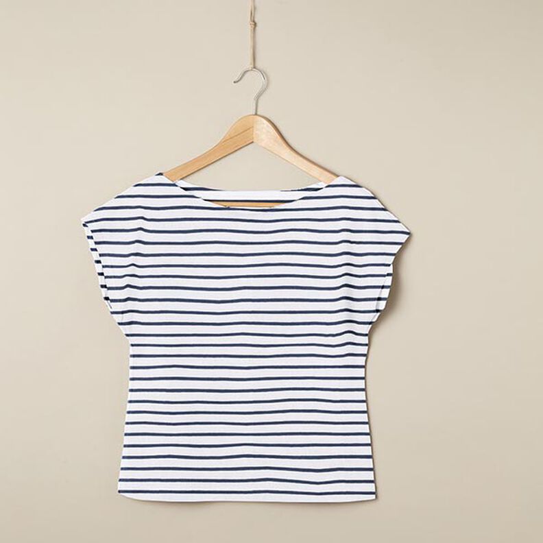 Narrow & Wide Stripes Cotton Jersey – white/navy blue,  image number 6