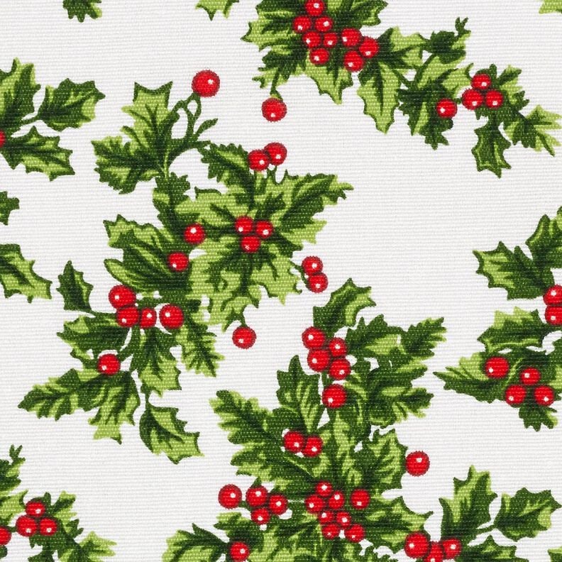 Canvas Decor Fabric Mistletoe Twigs – green/red,  image number 6