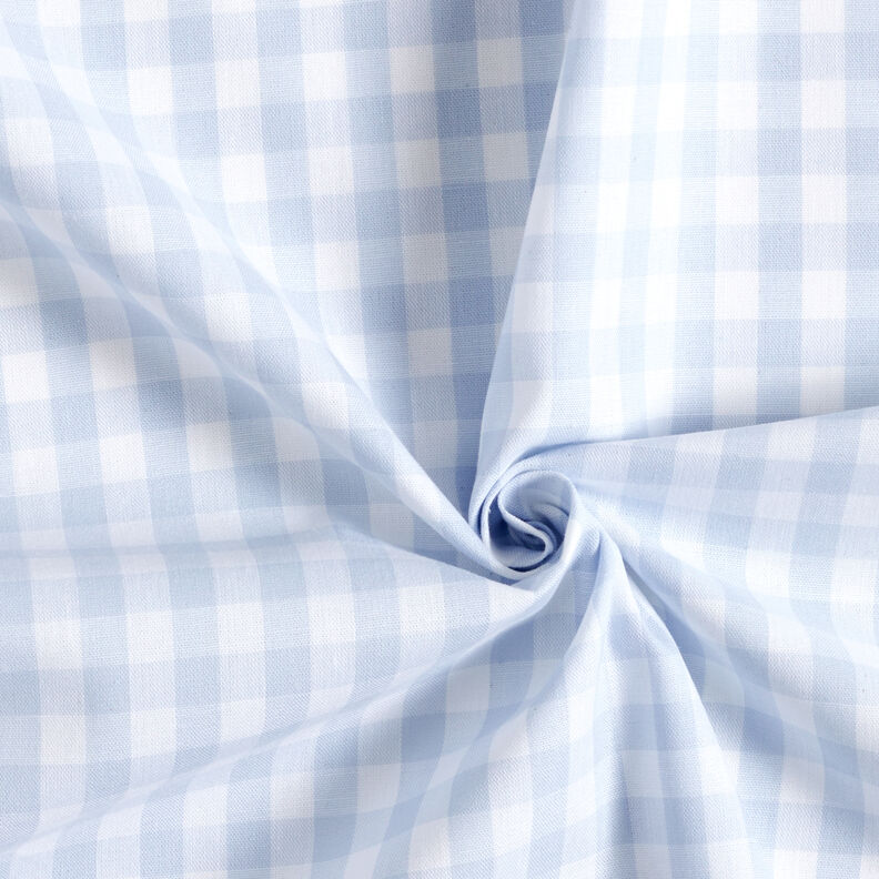 Cotton Vichy check 1 cm – light wash denim blue/white,  image number 3