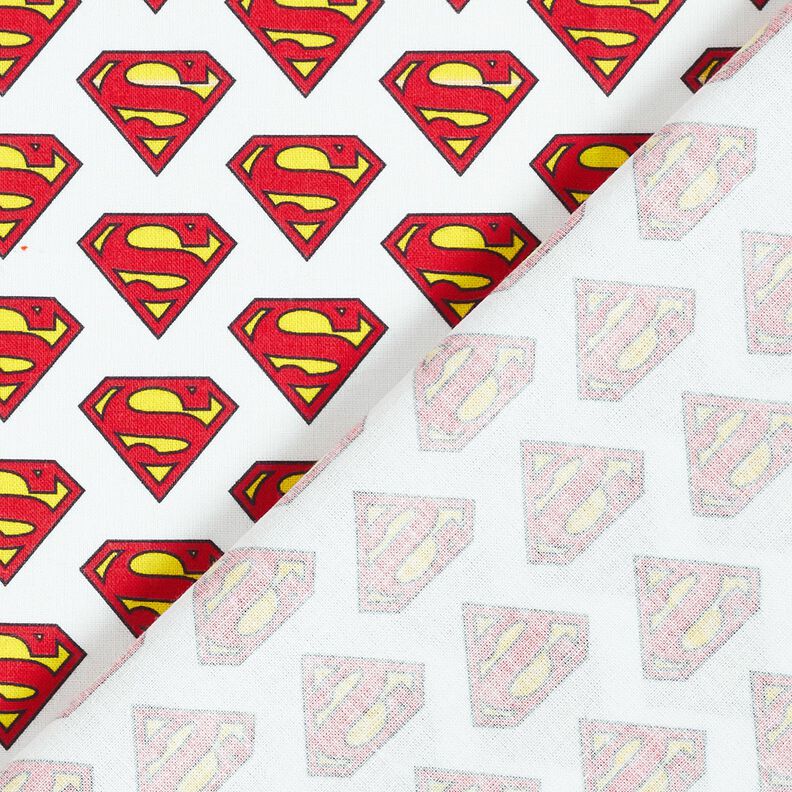 Cotton Poplin Superman logo Licensed Fabric | DC Comics – white,  image number 4