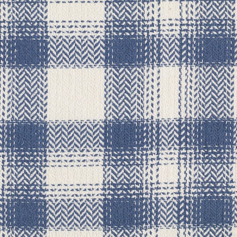 Coat Fabric Cotton Blend checked – blue grey/ivory,  image number 1