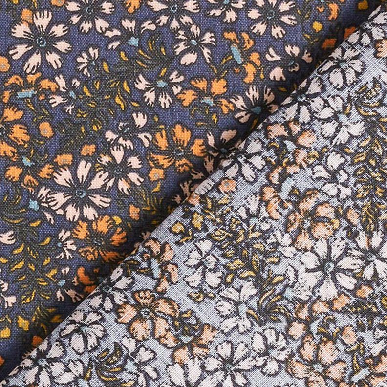 Cotton Cretonne Scattered Flowers and Branches – navy blue,  image number 4