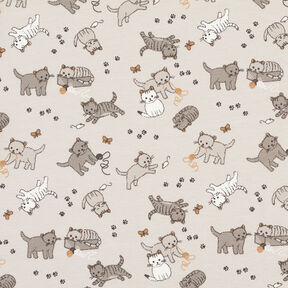 Cotton Jersey cute cats – misty grey, 