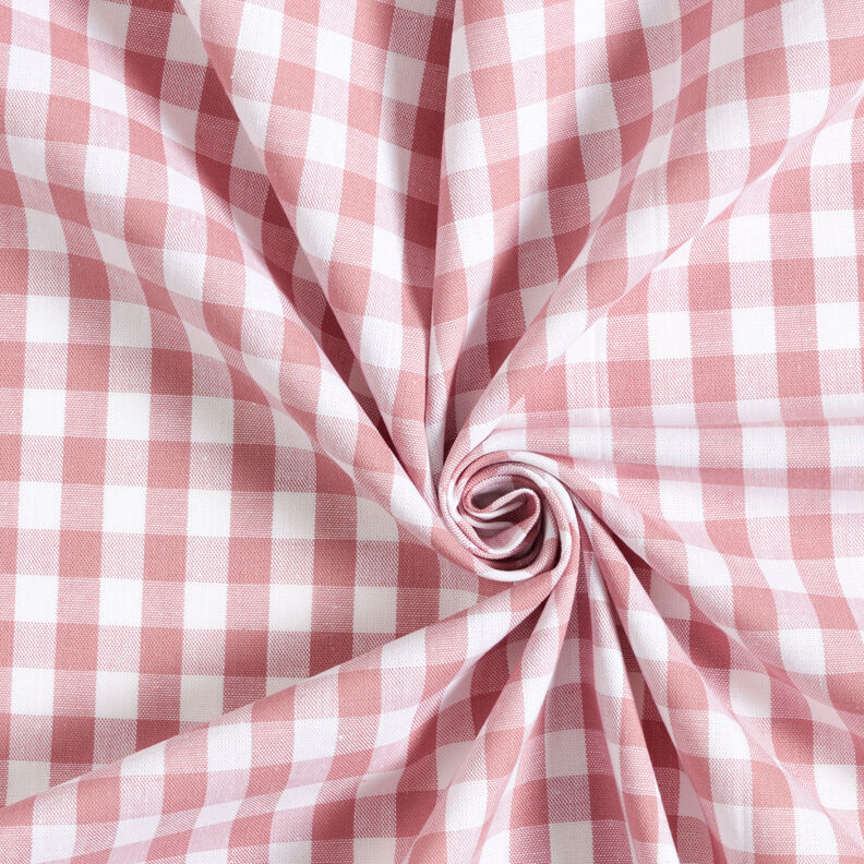 Cotton Vichy check 1 cm – dusky pink/white,  image number 3