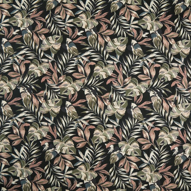 Cotton Poplin Tropical plants – black/dark pine,  image number 1