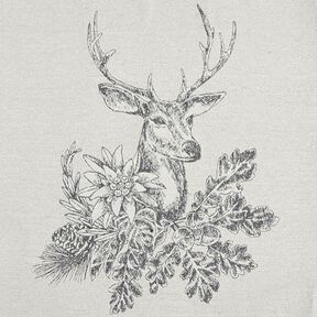 Decorative Panel Tapestry Fabric Deer with Edelweiss – grey, 