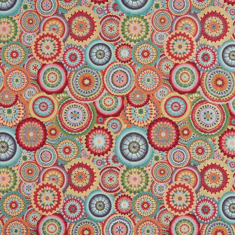 Decor Fabric Tapestry Fabric mandala circles – light beige/red,  image number 1