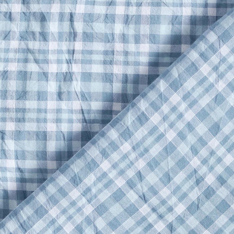 Checked crinkle look cotton fabric – light blue,  image number 4