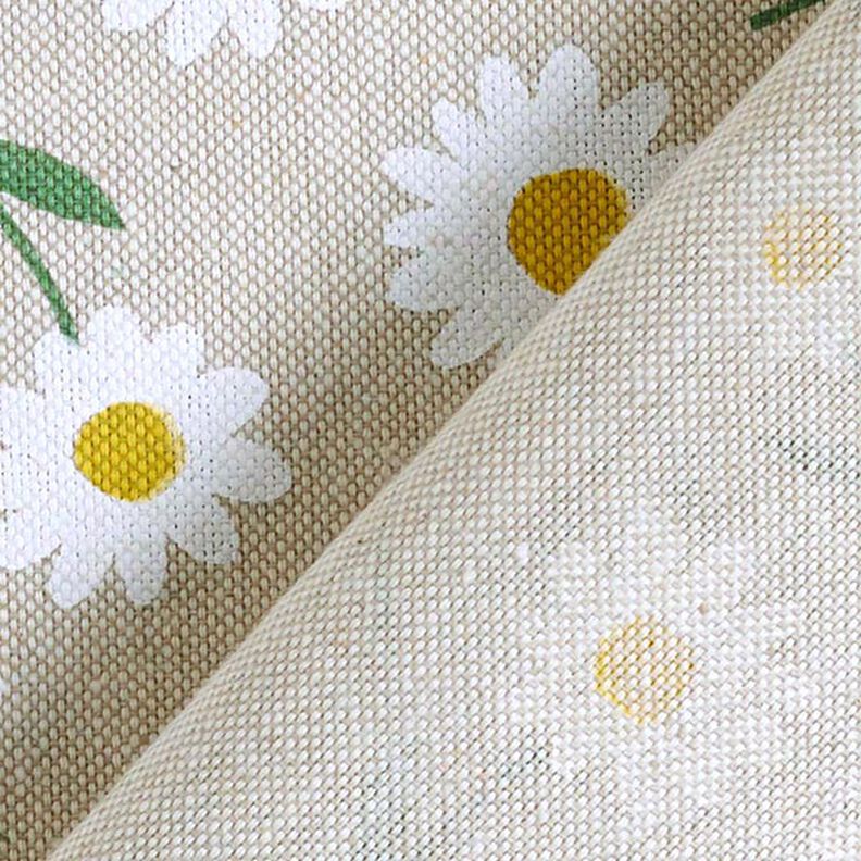 Decor Fabric Half Panama daisies – natural/white,  image number 4