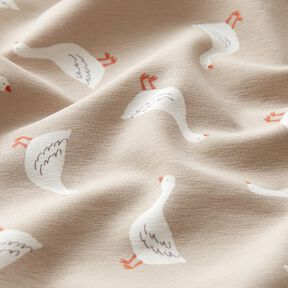 Cotton Jersey Geese – sand, 
