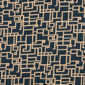 Viscose Jersey abstract rectangles – midnight blue/beige, 
