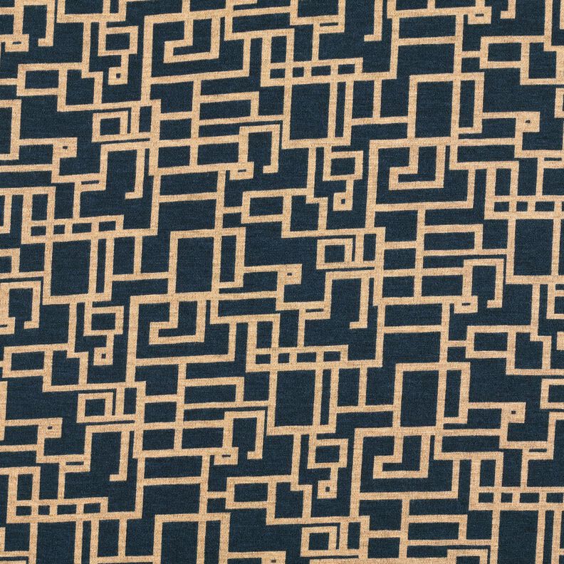 Viscose Jersey abstract rectangles – midnight blue/beige,  image number 1