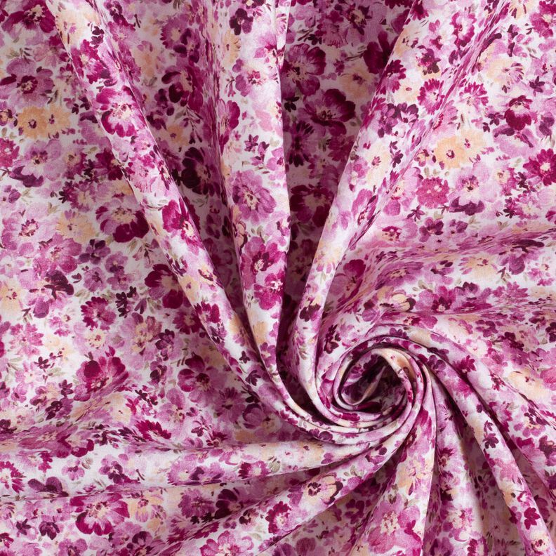 viscose fabric flower meadow – grape/white,  image number 3