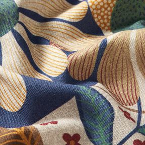 Decor Fabric Half Panama floral picture – natural/blue, 