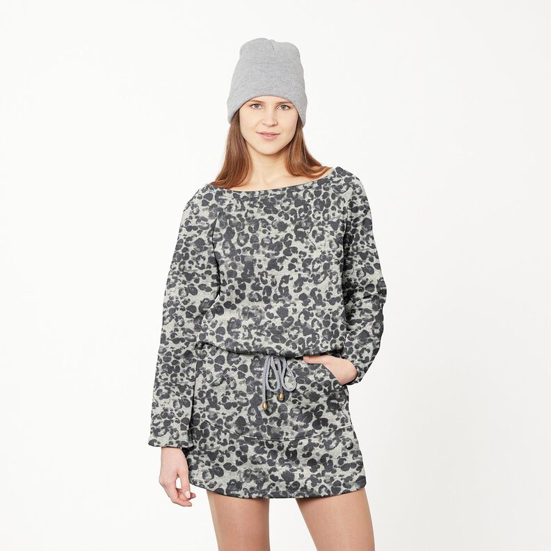 Leopard print melange French terry – grey,  image number 5